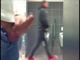 Hung Uncut dick in Public Toilet