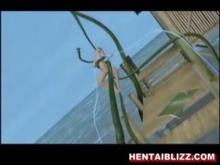 3d animated hentai fancy woman gets fucked by huge tentac