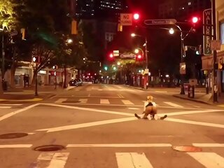 Clown gets phallus sucked in middle of the street