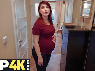 DEBT4k&period; Bank agent gives pregnant MILF delay in exchange for quick dirty film
