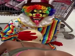 Clown gets manhood sucked in party city