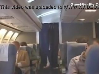 Stewardess and Japanese chaps fuck on plane