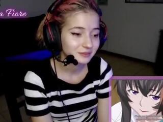 18yo youtuber gets Horny watching hentai during the stream and masturbates - Emma Fiore