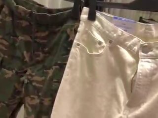 Public blowjob&period; I sucked a stranger pecker into the changing room of a mall clothes shop