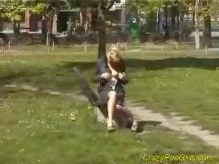 Blonde Pees In Children Park