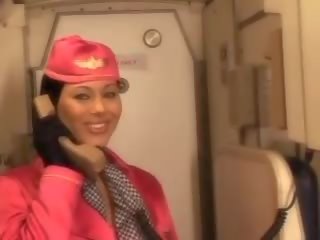 Groovy air hostess sucking pilots big dick