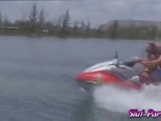 Two desirable Babes Got Fucked At The Speed Boat By lustful Men