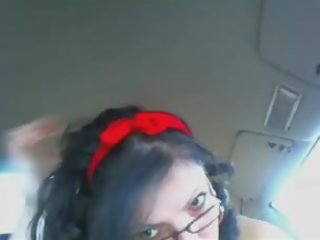 Red dressed Ms playing in car third part