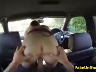 Smalltitted euro riding cops shaft in car