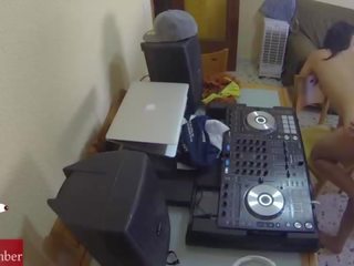 Dj fucking and scratching in the chair with a hidden cam spying my great gf