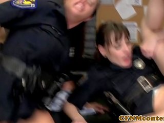 CFNM femdoms facialized in uniform shortly just after anal