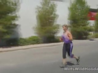 Busty Blonde gets fucked just after a jog