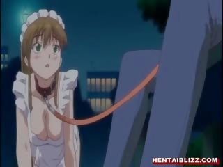 Young Hentai Maid In A Leash Gets Forced To Suck Hard shaft
