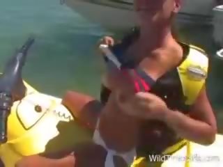 Asses and tits on the water at wild time girls