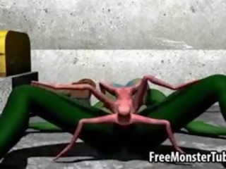 Green 3D seductress Gets Fucked Hard By An Alien Spider