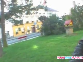 Sex clip with charming stranger behind the abandonded house