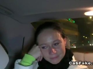 Cheated busty young woman fucks in taxi
