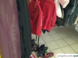 Attractive amateur blows a peter and gets fucked at the clothing store
