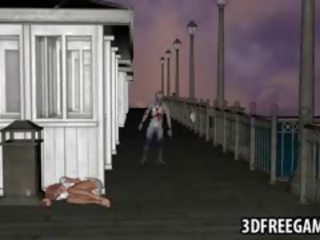 Busty 3D Cartoon beauty Getting Fucked By A Zombie
