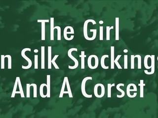 The schoolgirl In Silk Stockings And A Corset