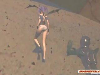 Beautiful 3D anime batgirl sucking dick